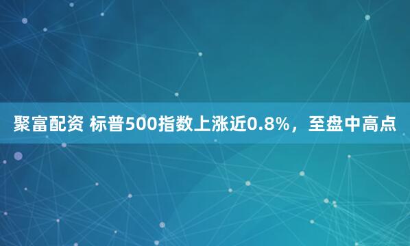 聚富配资 标普500指数上涨近0.8%，至盘中高点