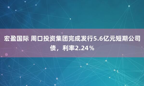 宏盈国际 周口投资集团完成发行5.6亿元短期公司债，利率2.24％